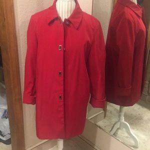 Coat red large Anne Klein rain coat type fabric